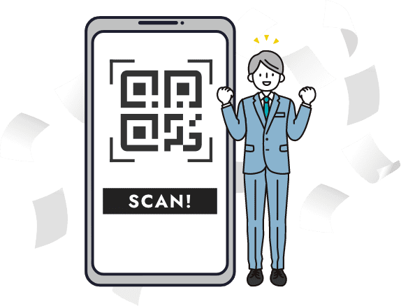 QRコードと男性
