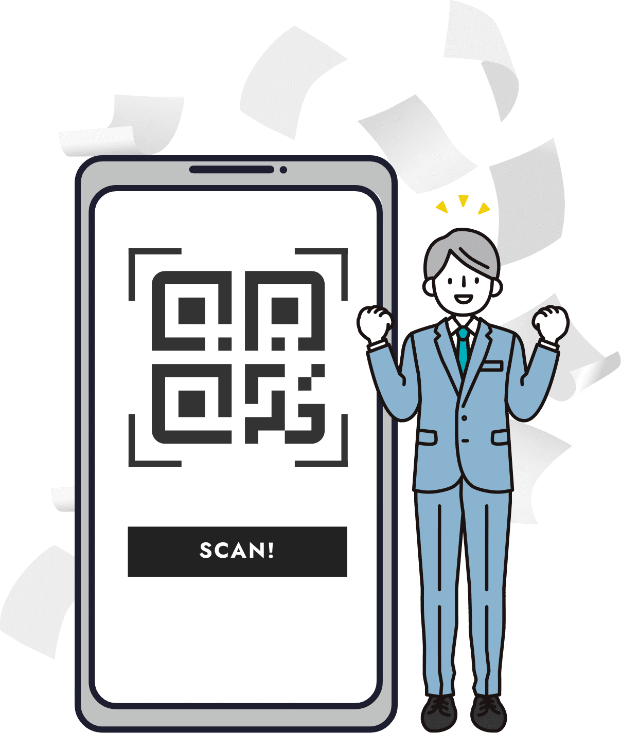 QRコードと男性